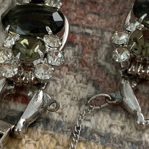 Vintage Juliana DeLizza Elster D&E Peridot Olive Clear Glass Rhinestone Bracelet - Picture 8 of 9